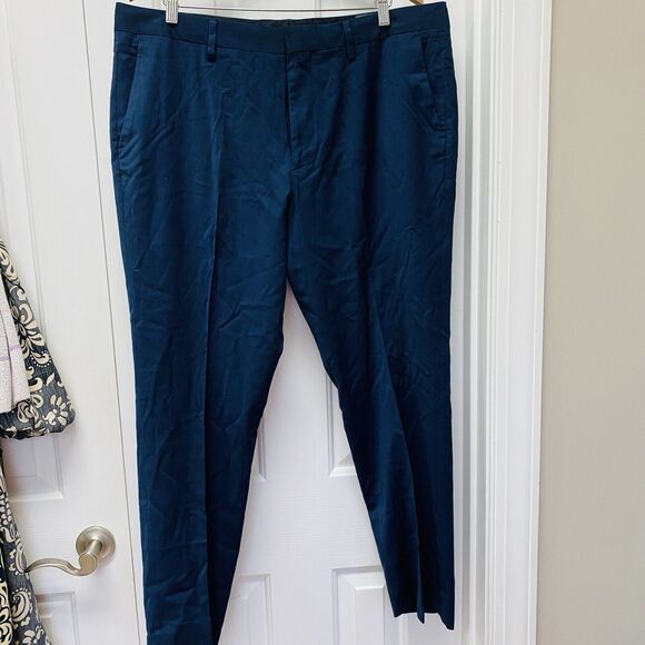 Bonobos Pants Mens 38x30 Navy Slim Taper Fit Wool Stretch Dress Bottoms Business - Picture 1 of 6